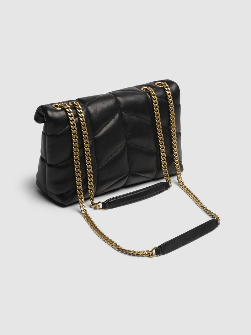 YSLT Puffer Toy Quilted Leather Black Shoulder Bag