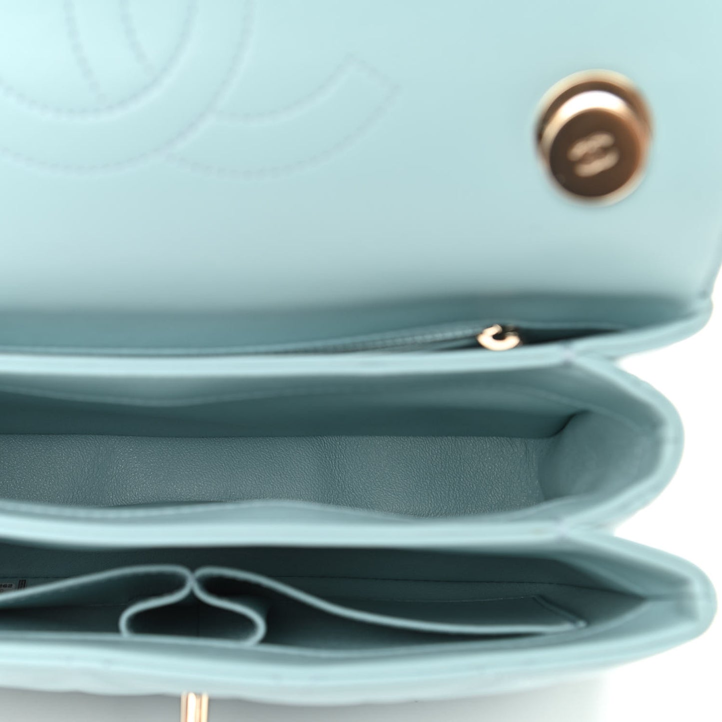 Cha Lambskin Quilted Small Trendy CC Flap Dual Handle Bag Light Blue