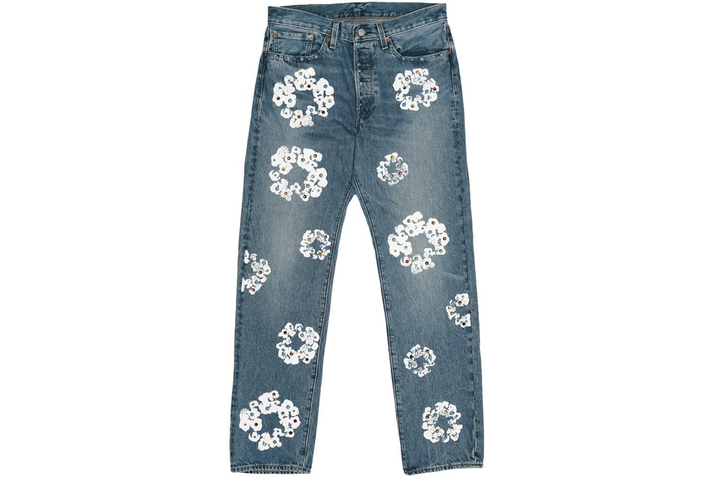 Denim Tears x Levi's 501 Cotton Rhinestone Wreath Blue Jeans