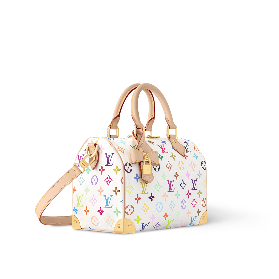 L*V*T x T*M Bag Sp*edy B*ndo*lière 25 Monogram White Multicolor