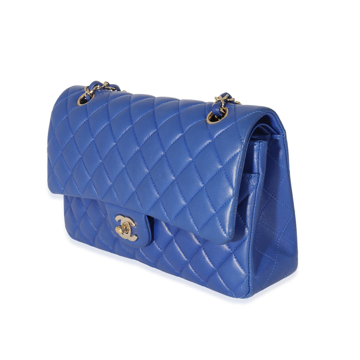 Cha Royal Blue Lambskin Medium Classic Flap Bag