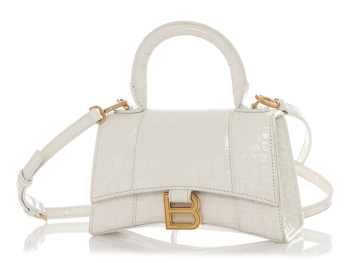 B*lenc*aga white Croc Hourglass Bag