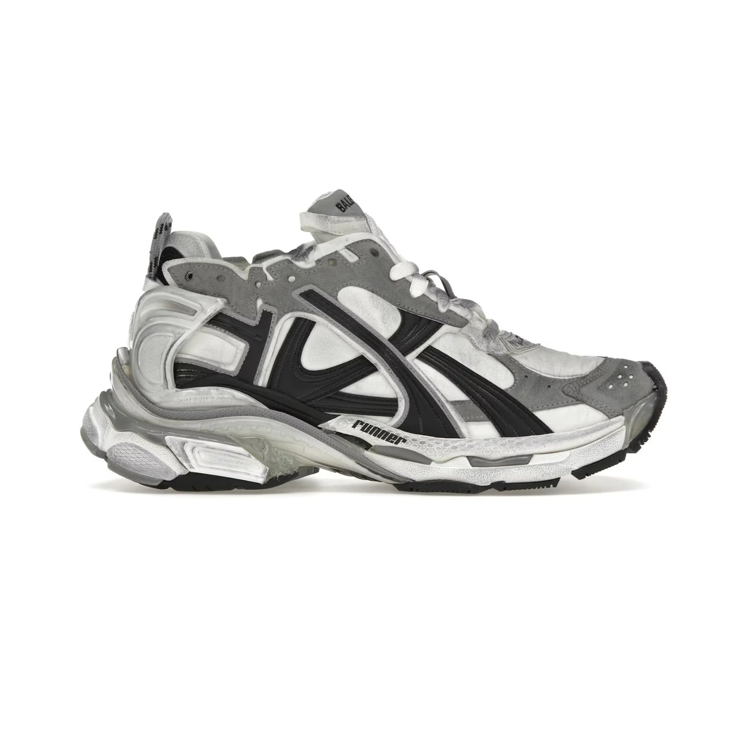 B*lenciaga runner grey white black