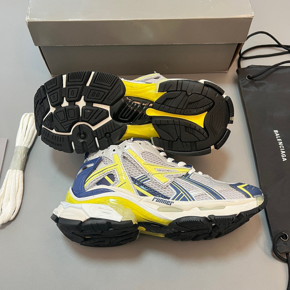 B*lenciaga Runner White Blue Yellow Grey Black
