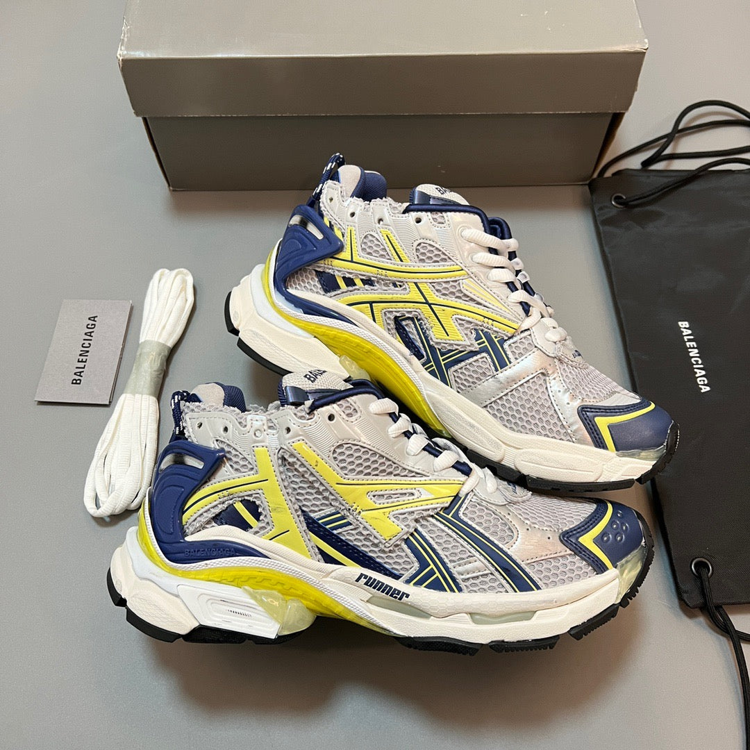 B*lenciaga Runner White Blue Yellow Grey Black