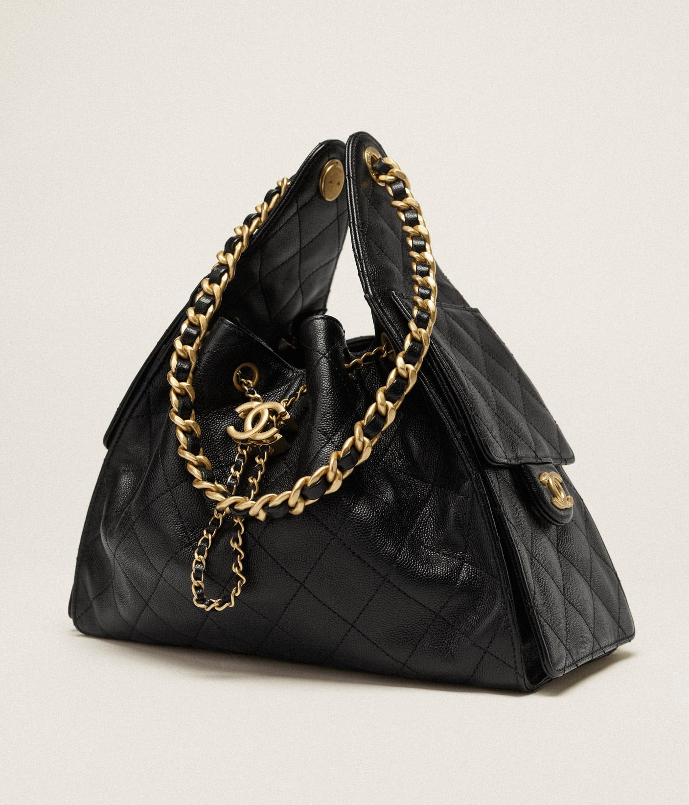 Cha Boy Flap Quilted Medium Caviar Black bag