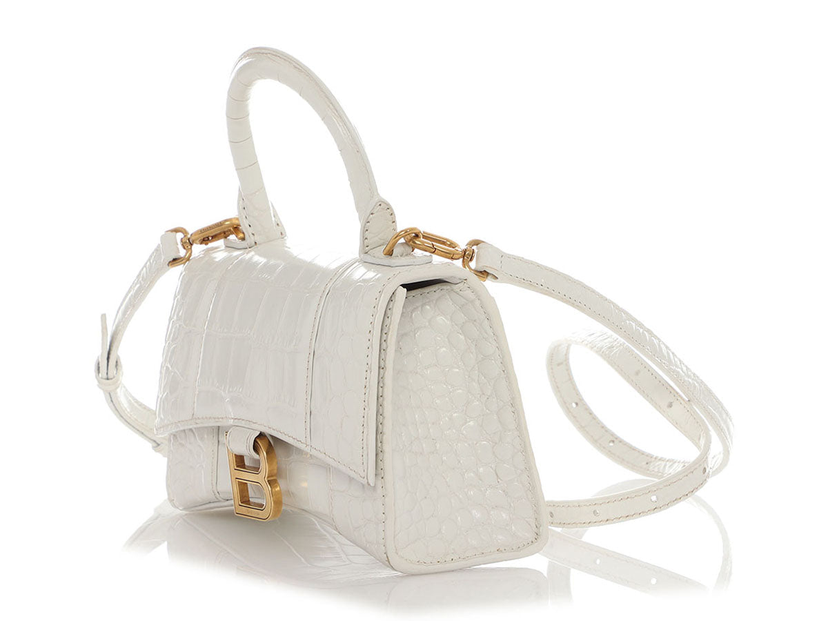 B*lenc*aga white Croc Hourglass Bag