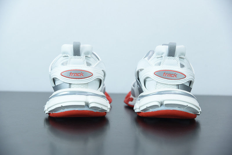 B*lenciaga Track White silver red