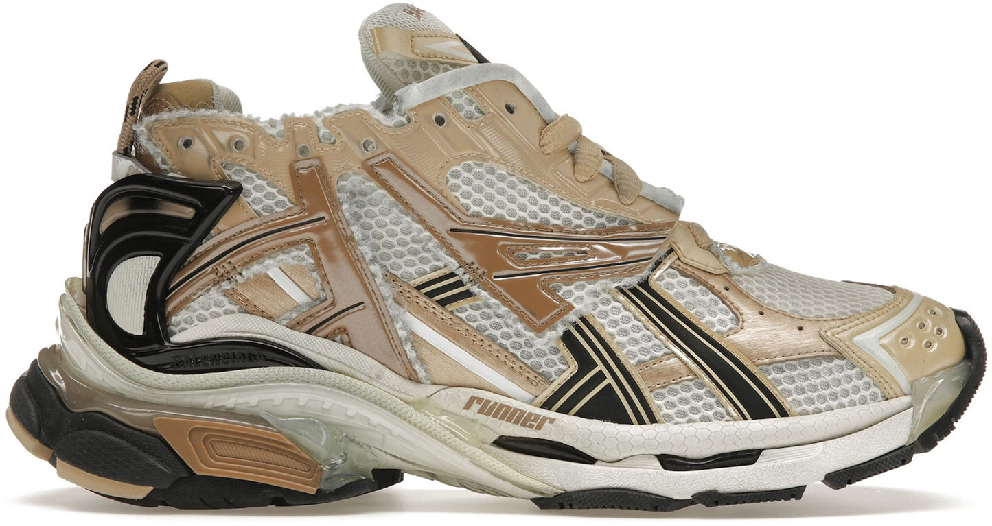 B*lenciaga Runner Beige Black White