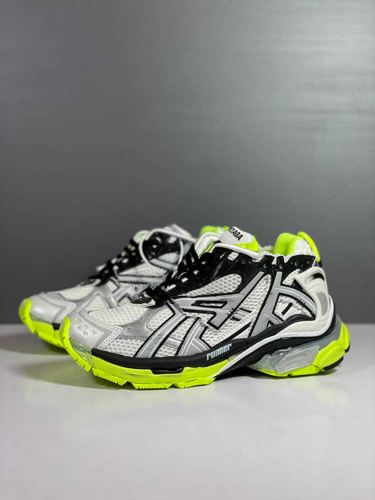 B*lenciaga Runner White Neon Yellow