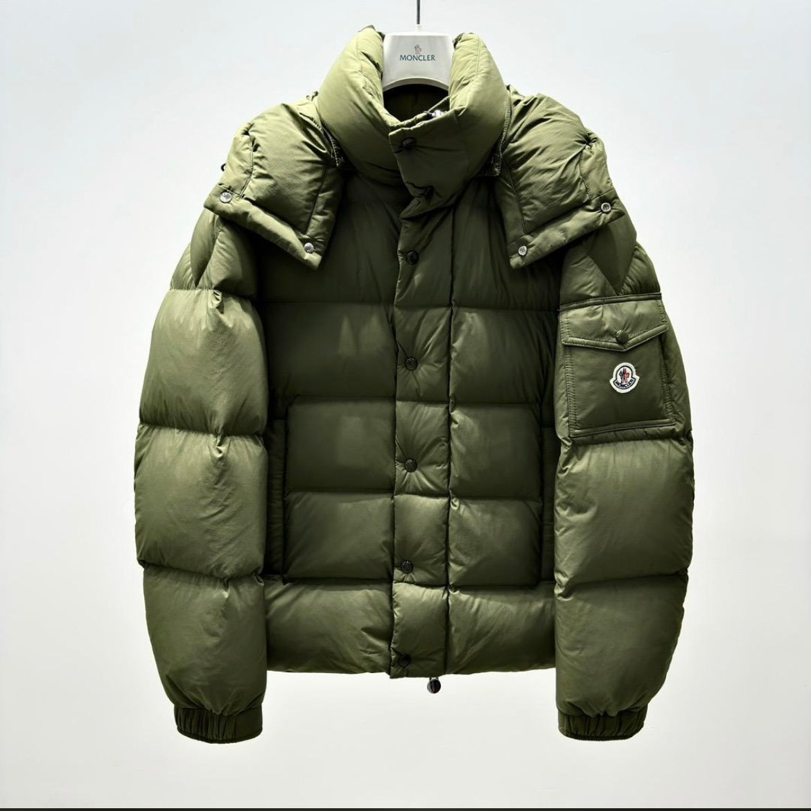 M*ncler Vezere Quilted Shell Jacket Khaki