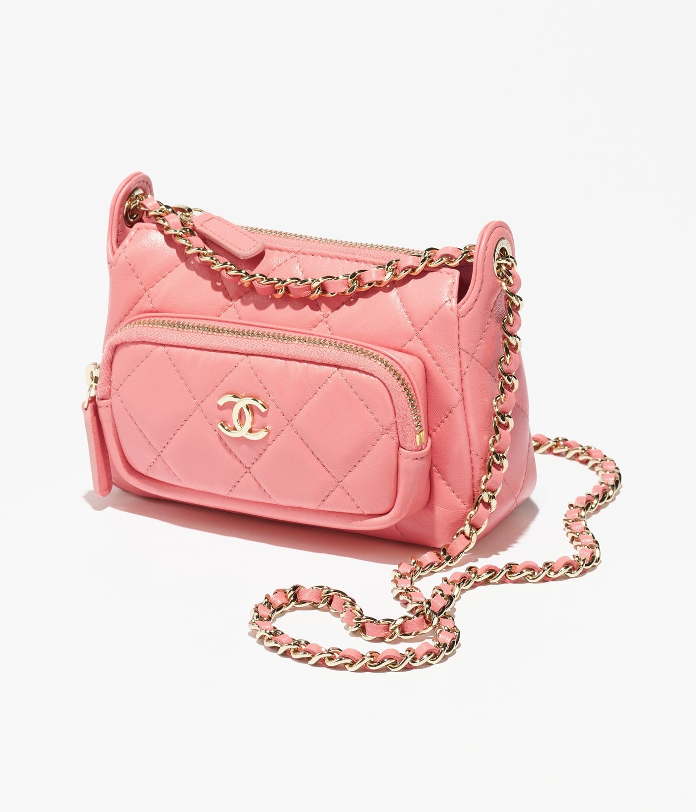 Cha Handbag CLUTCH WITH CHAIN
Shiny Crumpled Lambskin & Gold-Tone Metal
Light Pink