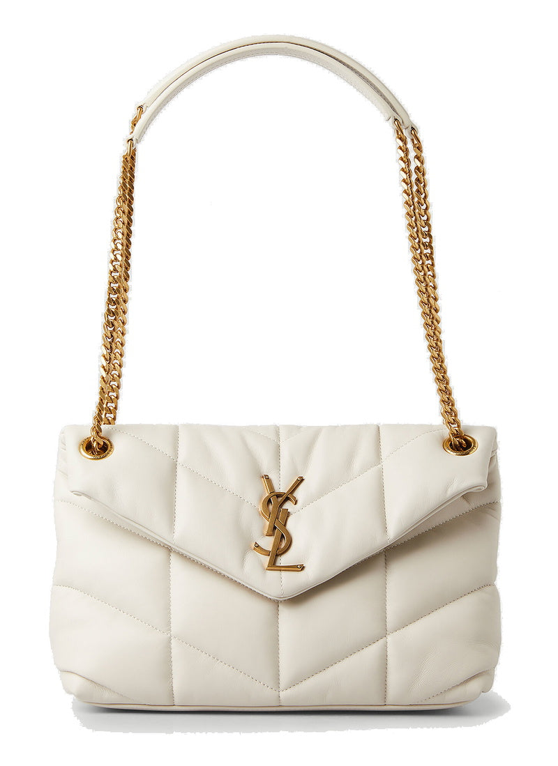 YSLT Puffer Toy Quilted Leather White Shoulder Bag