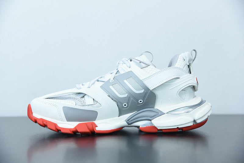 B*lenciaga Track White silver red