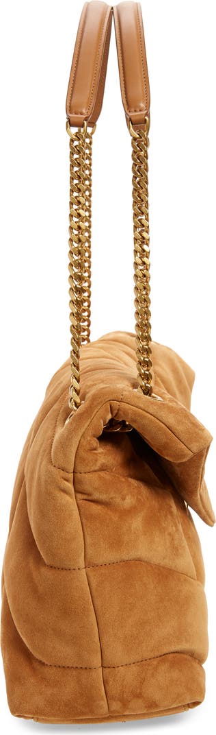 Y*S*L*T Medium Lo*l*u Puffer Matelassé Suede Shoulder Bag