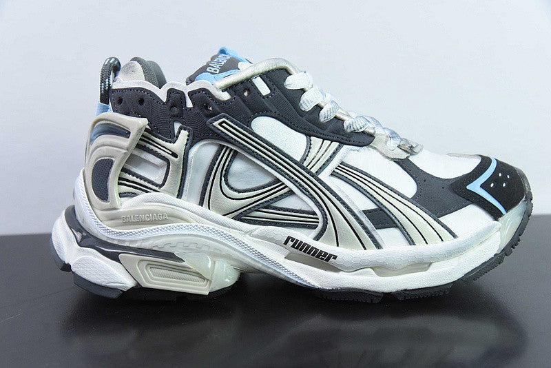 B*lenciaga Runner white, beige, grey and blue