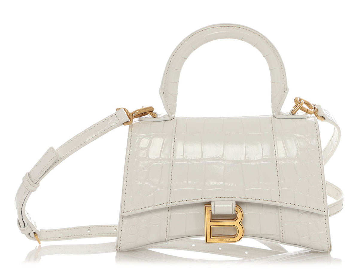 B*lenc*aga white Croc Hourglass Bag