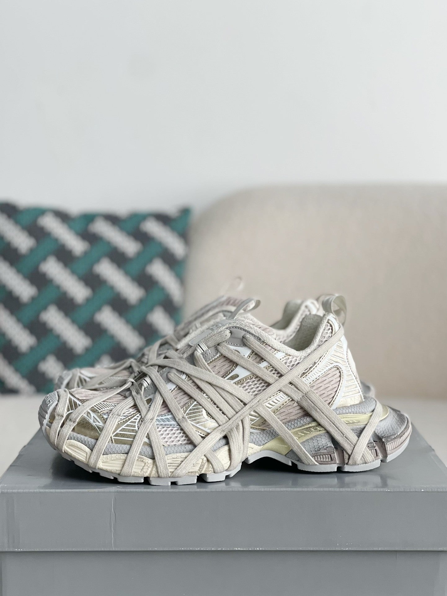B*lenciaga 3XL light beige mesh and polyurethane