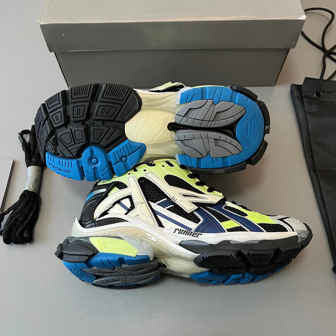 B*lenciaga Runner Green Blue Black Grey