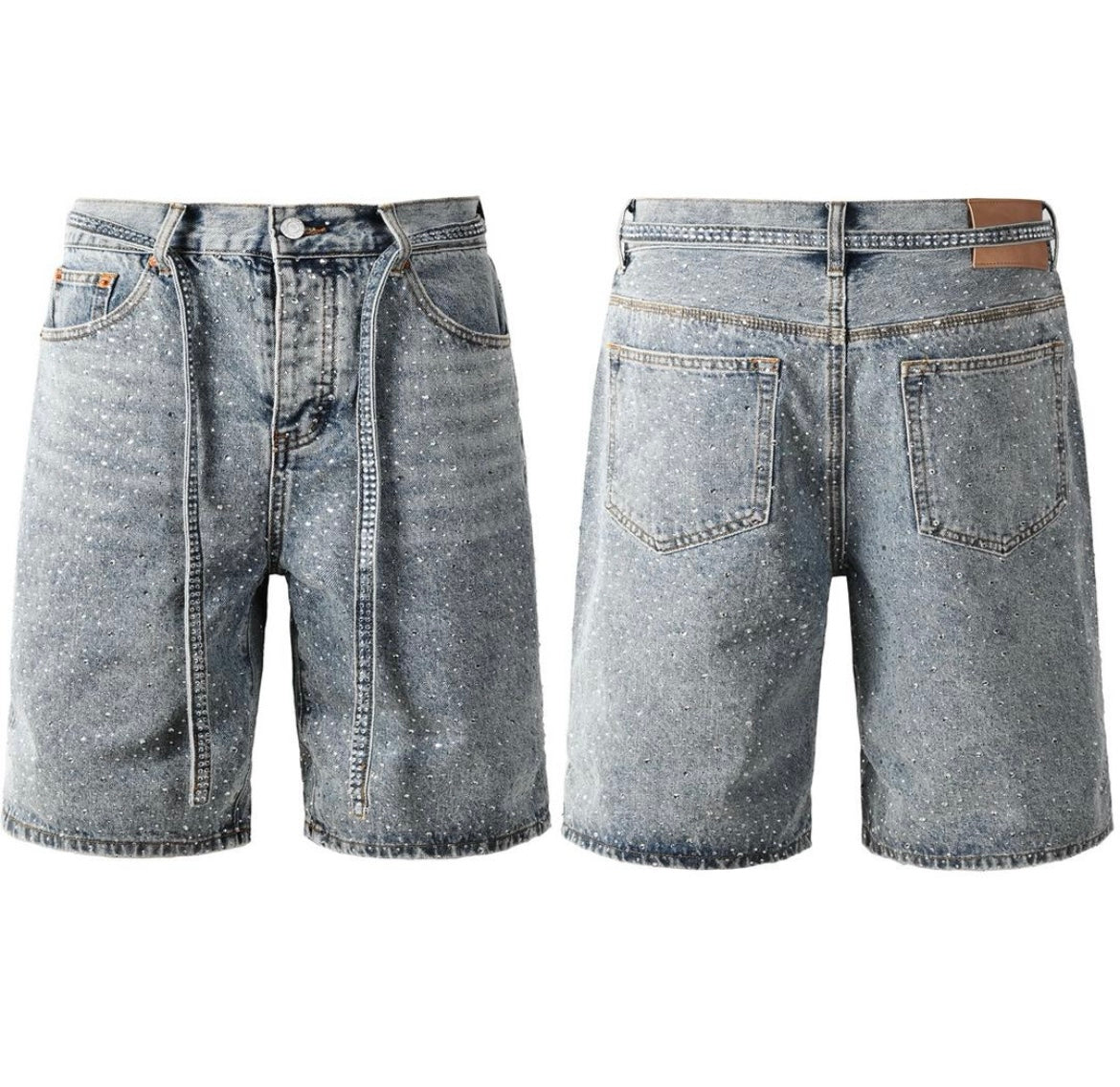 PURPLE BRAND Shorts JEANS Rhinestone Blue