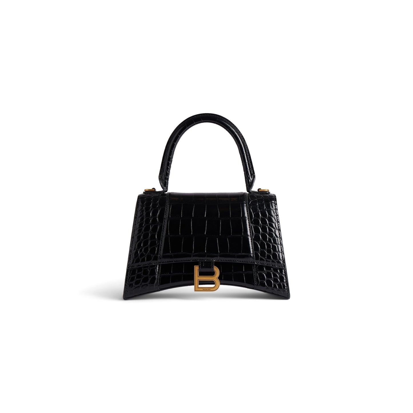 B*lenc*aga Black Croc Hourglass Bag