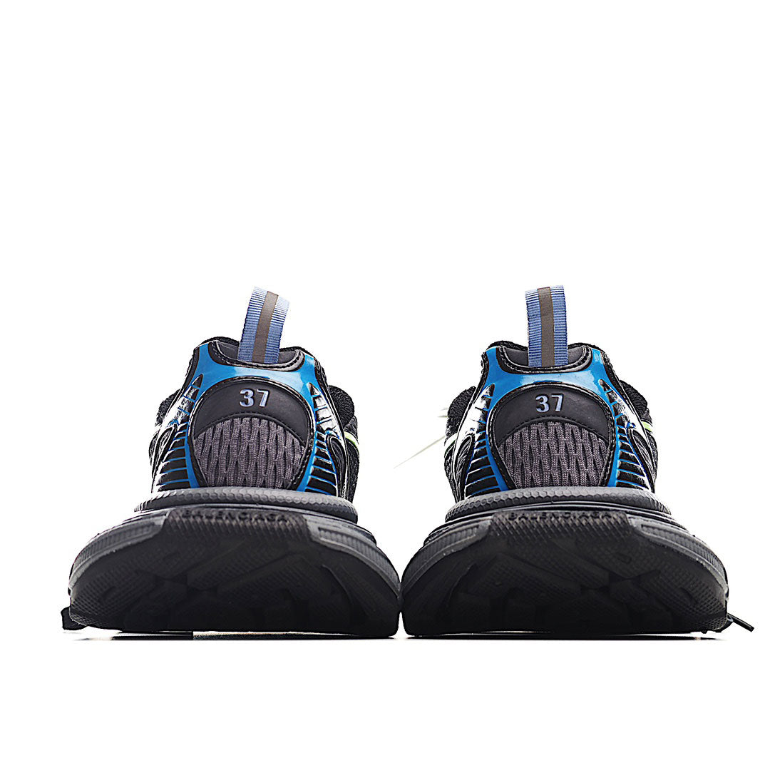 B*lenciaga 3XL dark grey, black, blue and green mesh, polyurethane and polyester