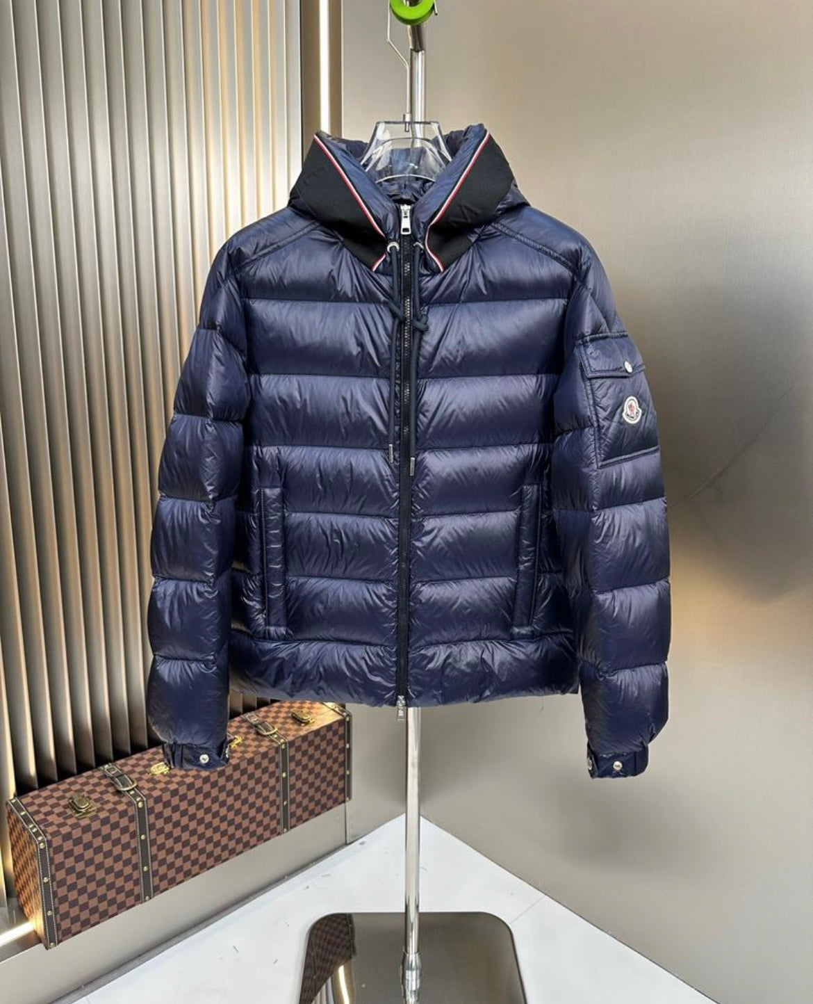 M*ncler Pavin Hooded Down Jacket in Navy
