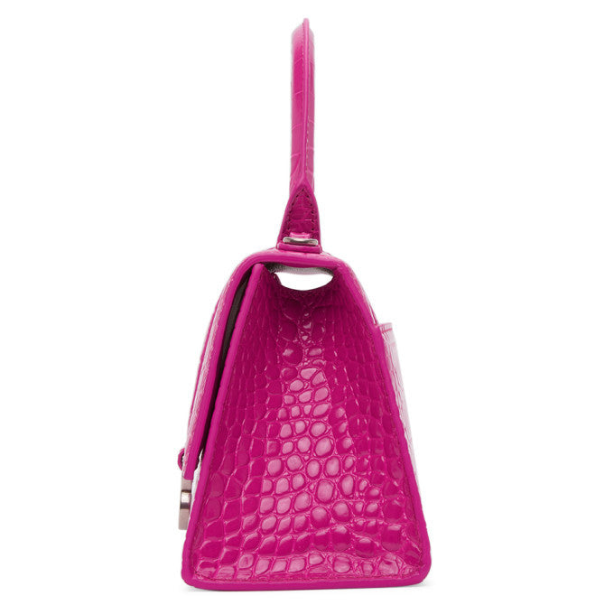 B*lenc*aga Dark Pink Croc Hourglass Bag