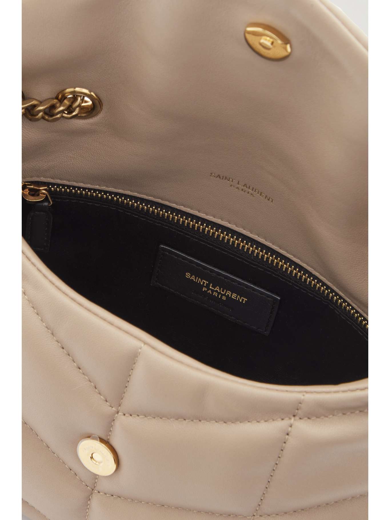 YSLT Puffer Toy quilted leather Beige shoulder bag