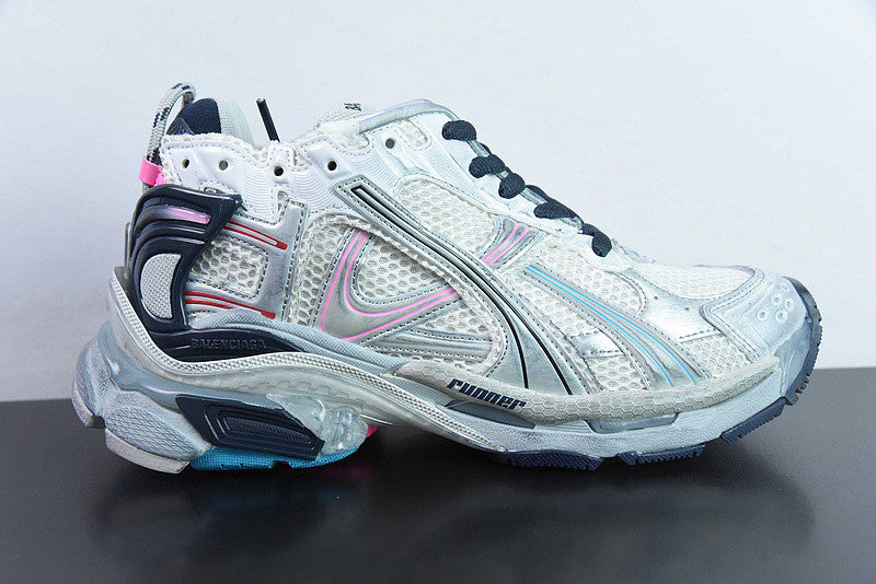 B*lenciaga Runner grey, pink and blue mesh