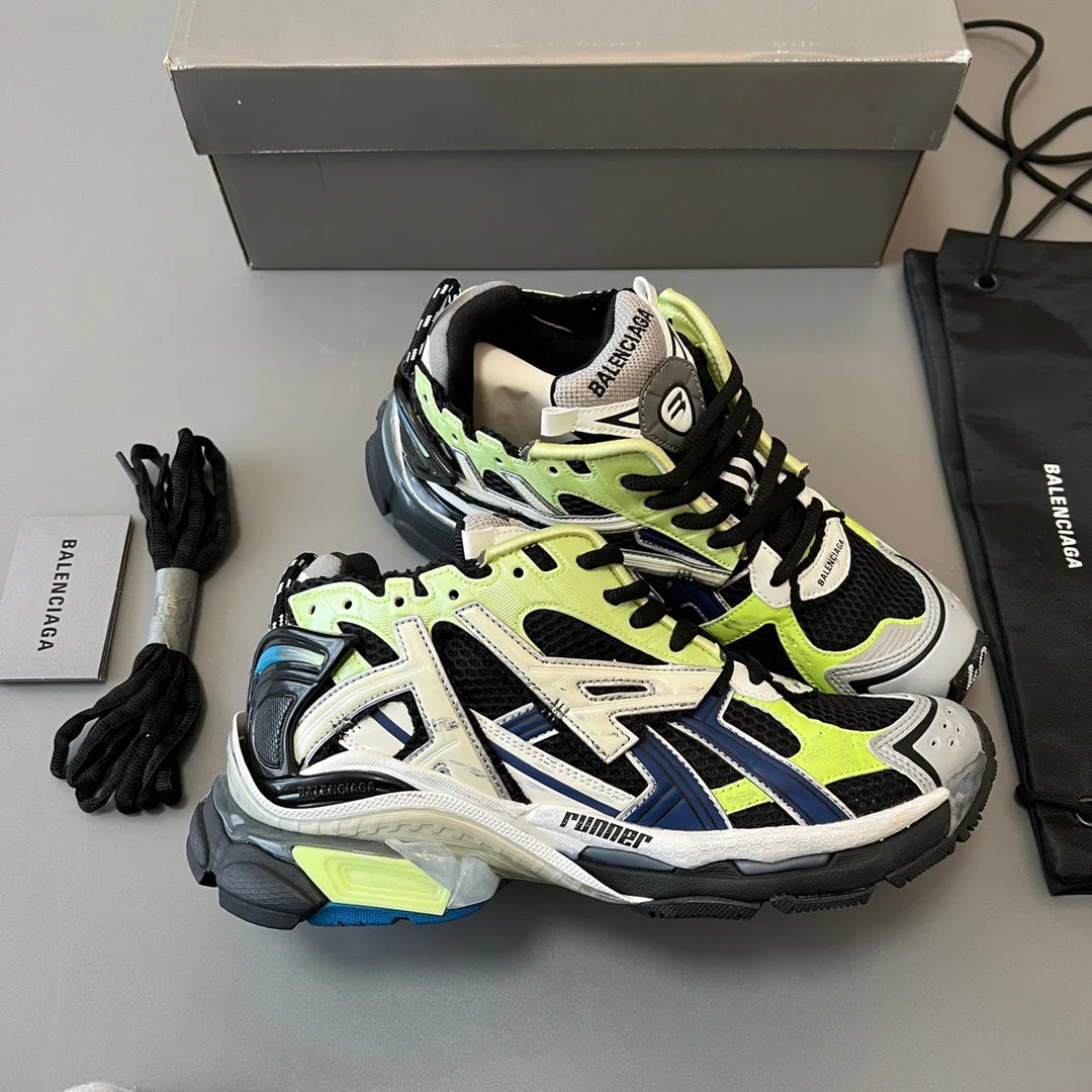 B*lenciaga Runner Green Blue Black Grey
