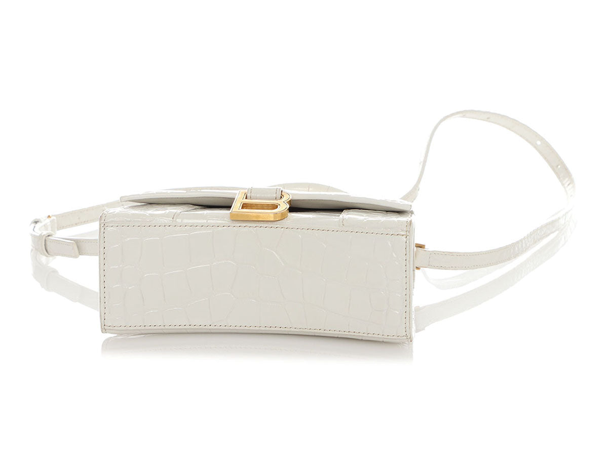 B*lenc*aga white Croc Hourglass Bag