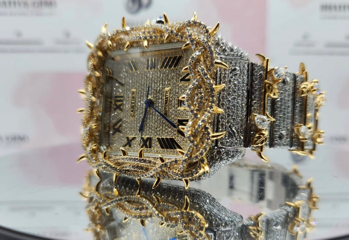 Santos x Vvs Moissanite White yellow gold customized