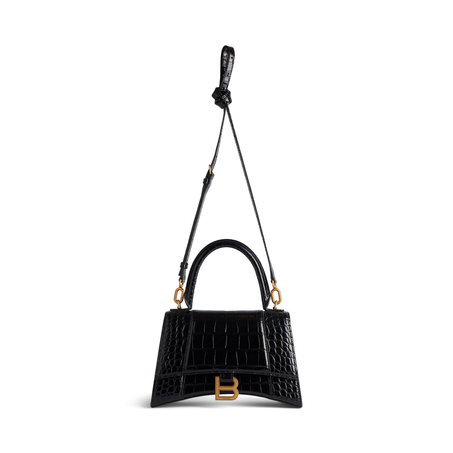 B*lenc*aga Black Croc Hourglass Bag
