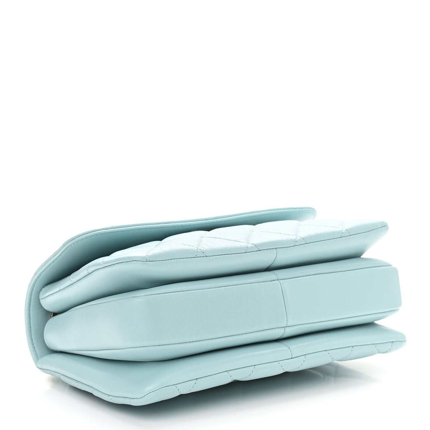 Cha Lambskin Quilted Small Trendy CC Flap Dual Handle Bag Light Blue