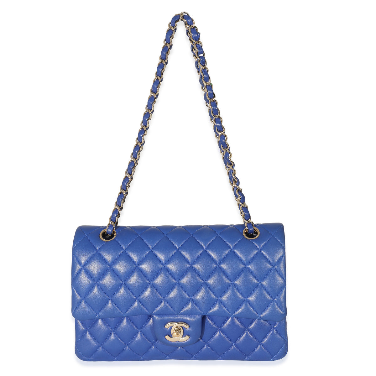 Cha Royal Blue Lambskin Medium Classic Flap Bag