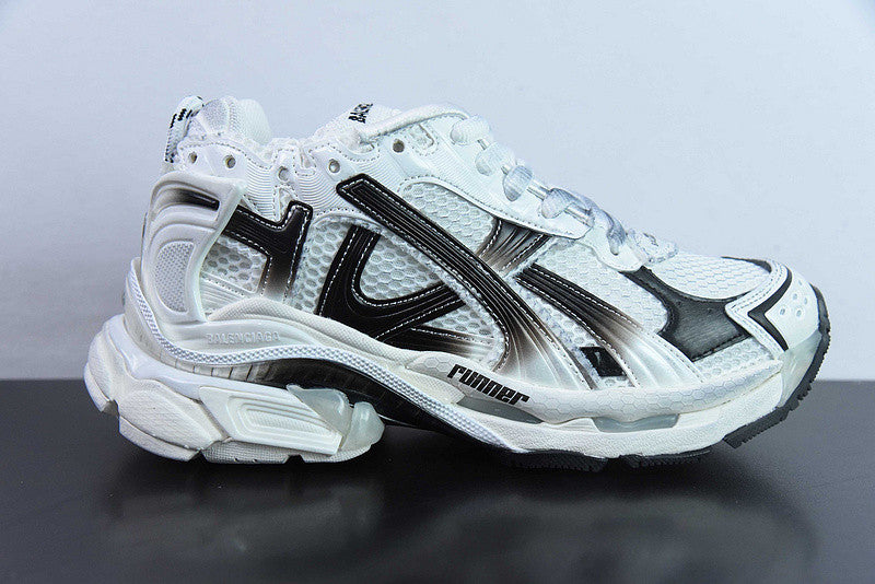 B*lenciaga Runner White Black Gradient