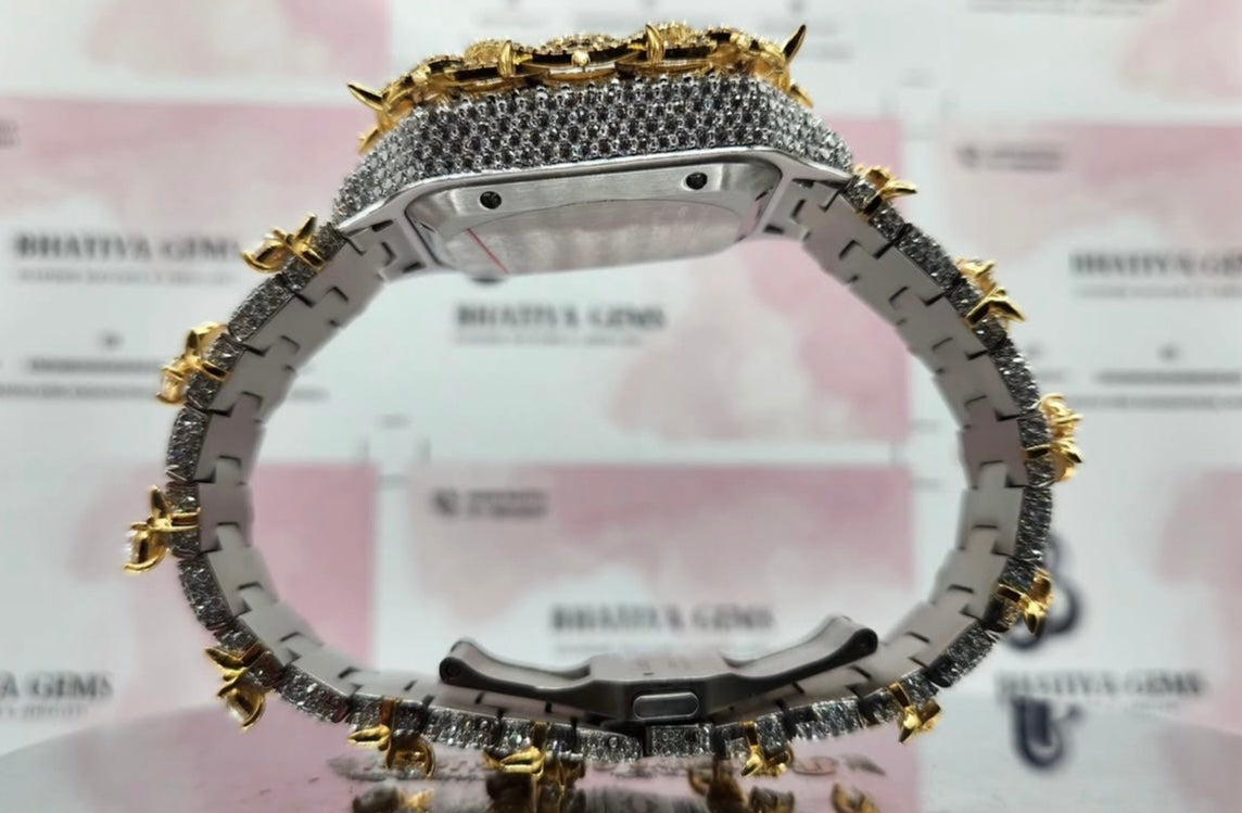 Santos x Vvs Moissanite White yellow gold customized