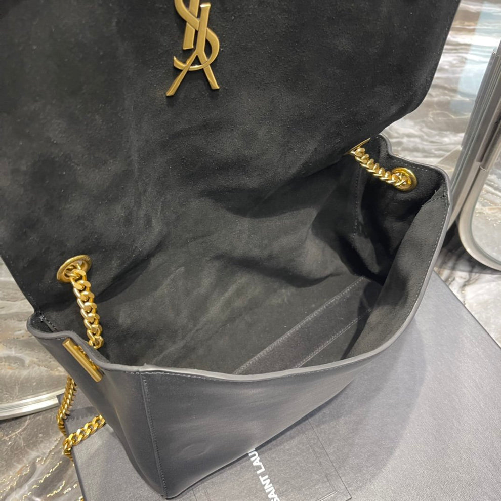 YSLTKate Medium Reversible Chain Bag Black In Suede With Gold Hardware For Women 11.2in/29cm