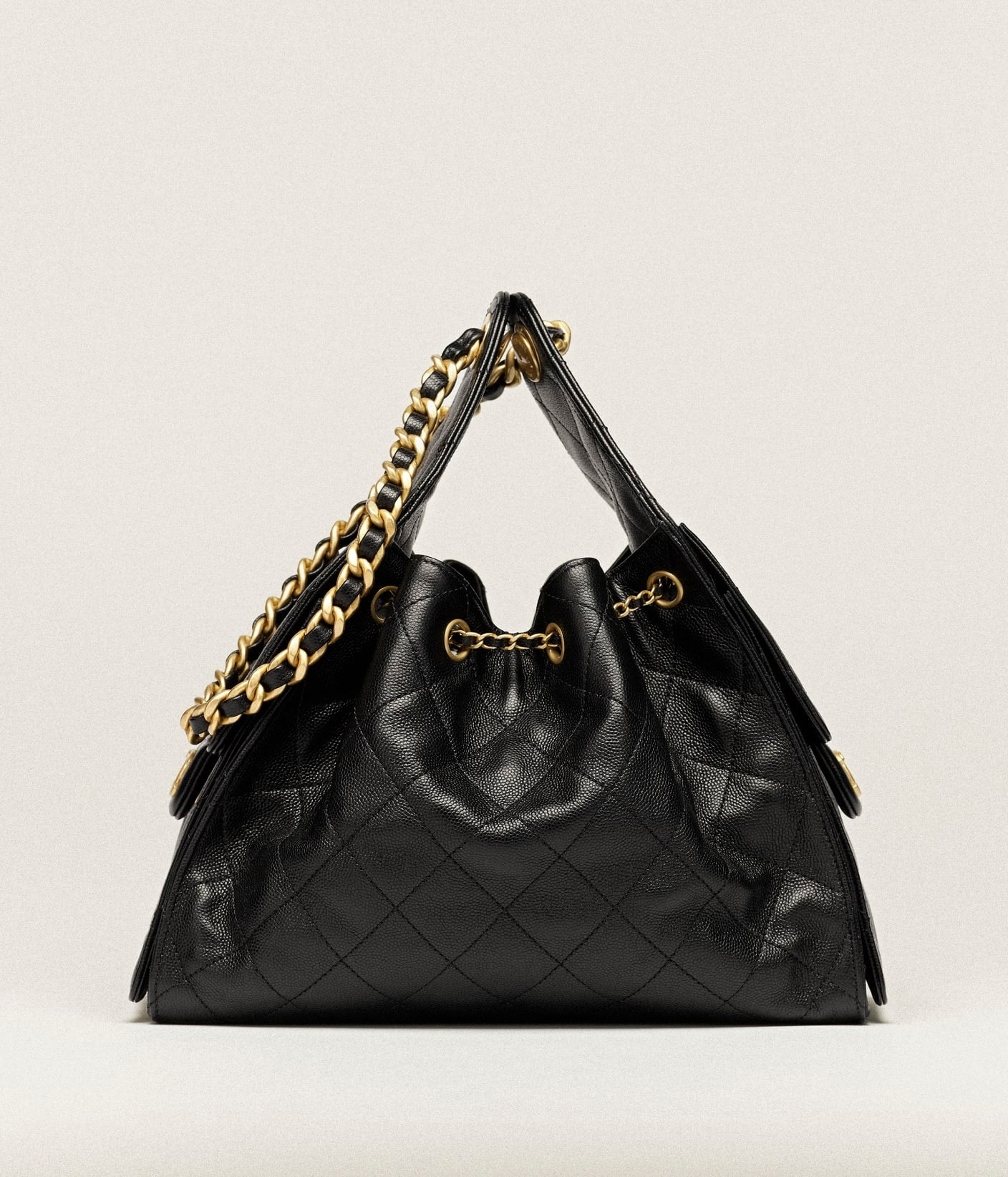 Cha Boy Flap Quilted Medium Caviar Black bag