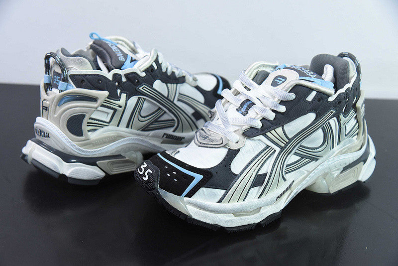 B*lenciaga Runner white, beige, grey and blue
