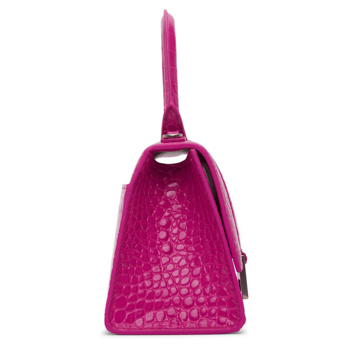 B*lenc*aga Dark Pink Croc Hourglass Bag
