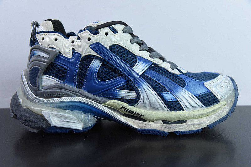 B*lenciaga Runner white, blue ,grey