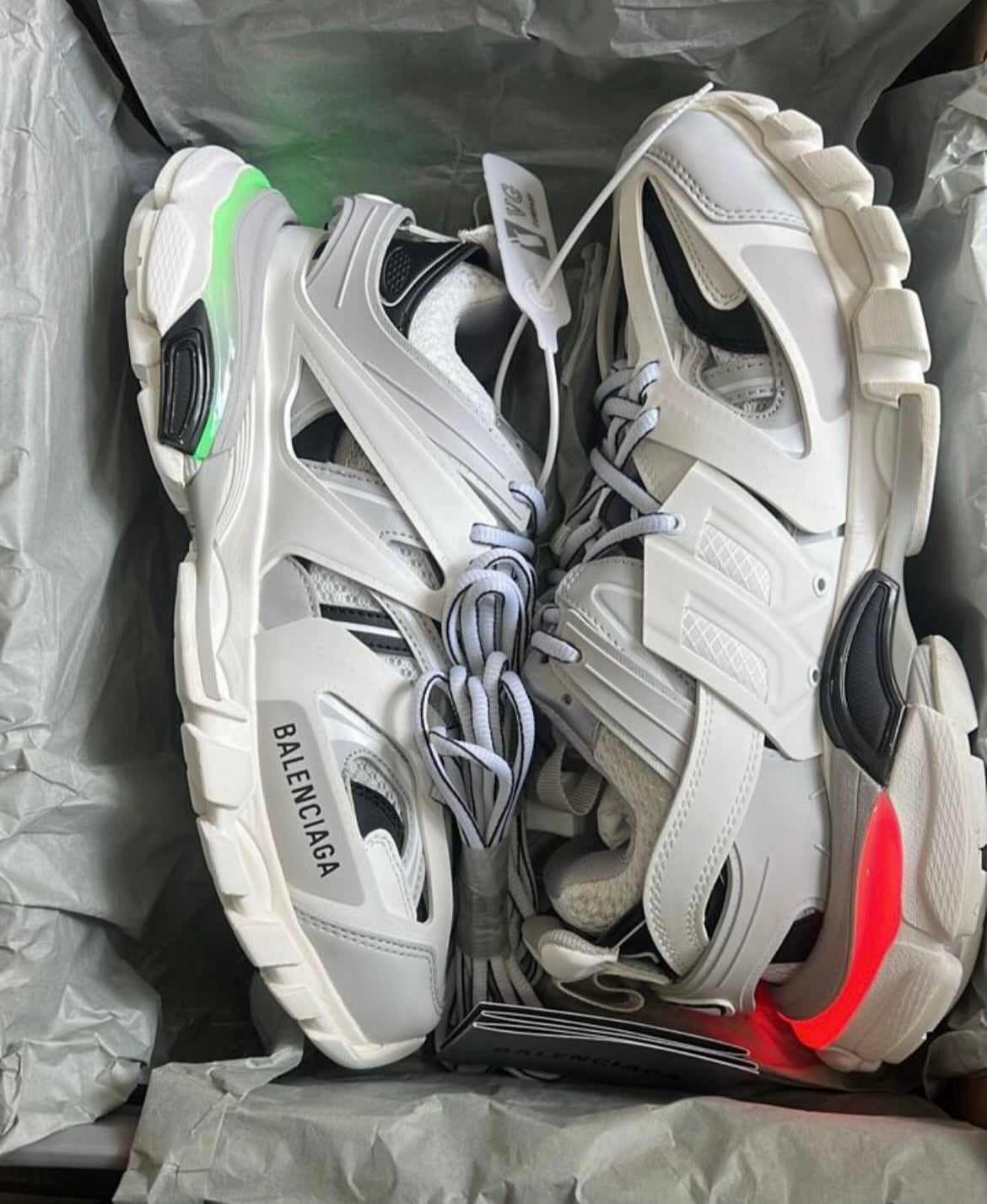 B*lenciaga Track led sole White grey