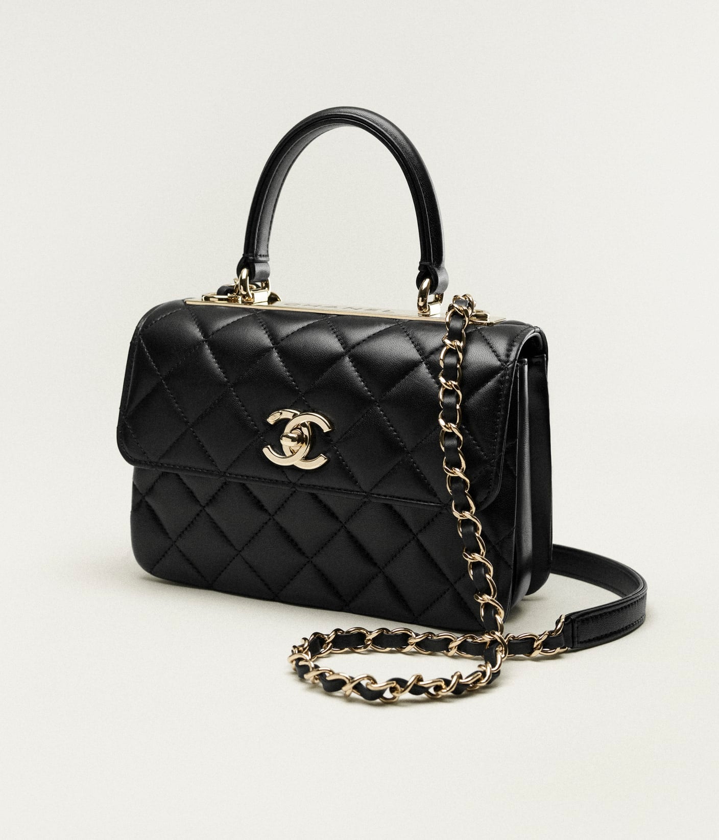 Cha MINI FLAP BAG WITH TOP HANDLE Black