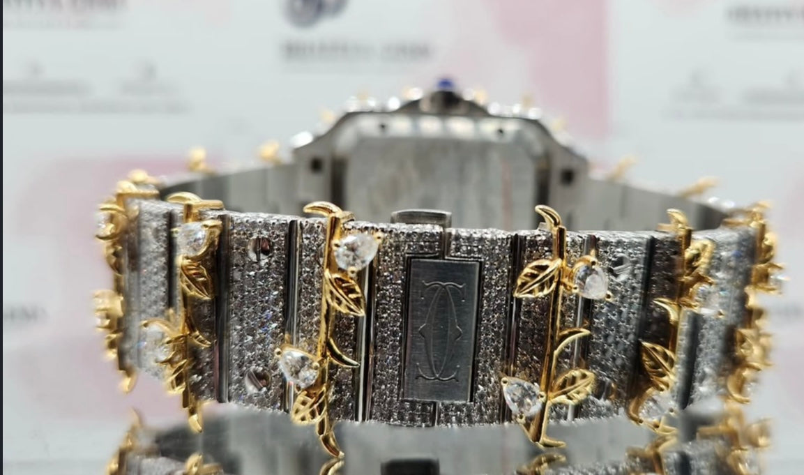 Santos x Vvs Moissanite White yellow gold customized
