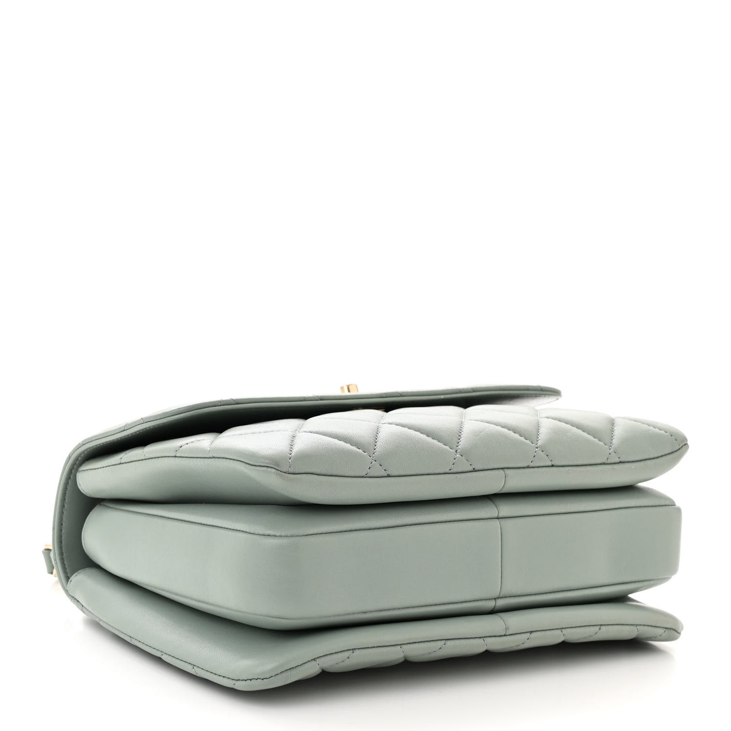 Cha Lambskin Quilted Small Trendy CC Flap Dual Handle Bag Light Grey