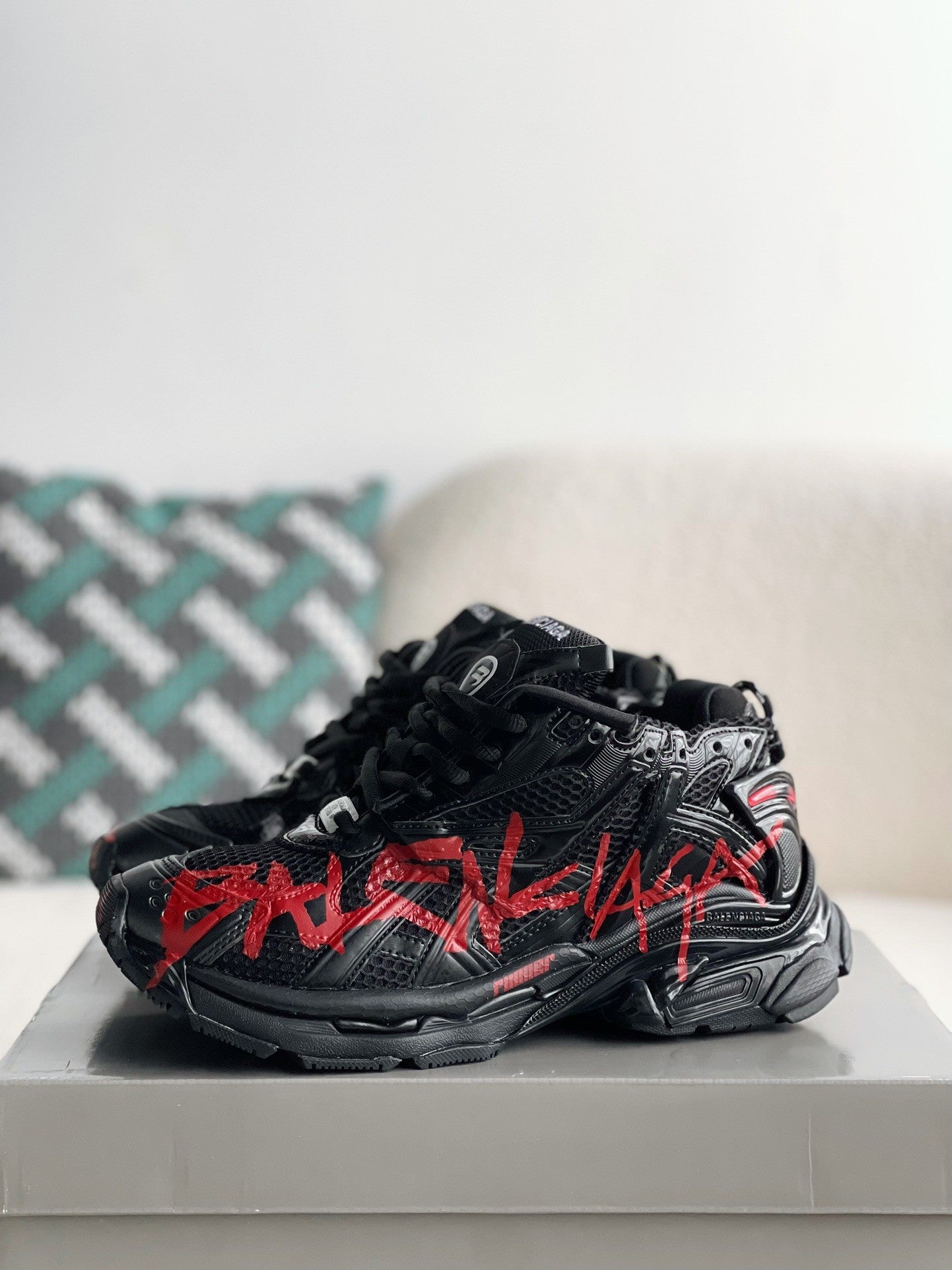 B*lenciaga Runner Sneaker Graffiti - Black Red
