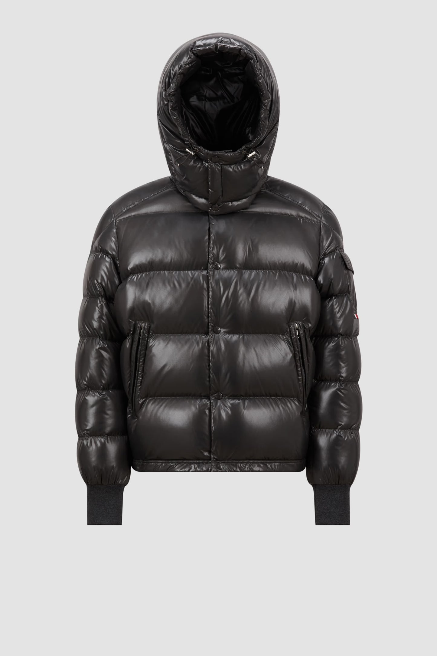 M*ncler MALJASSET HOODED SHORT DOWN JACKET Dark grey