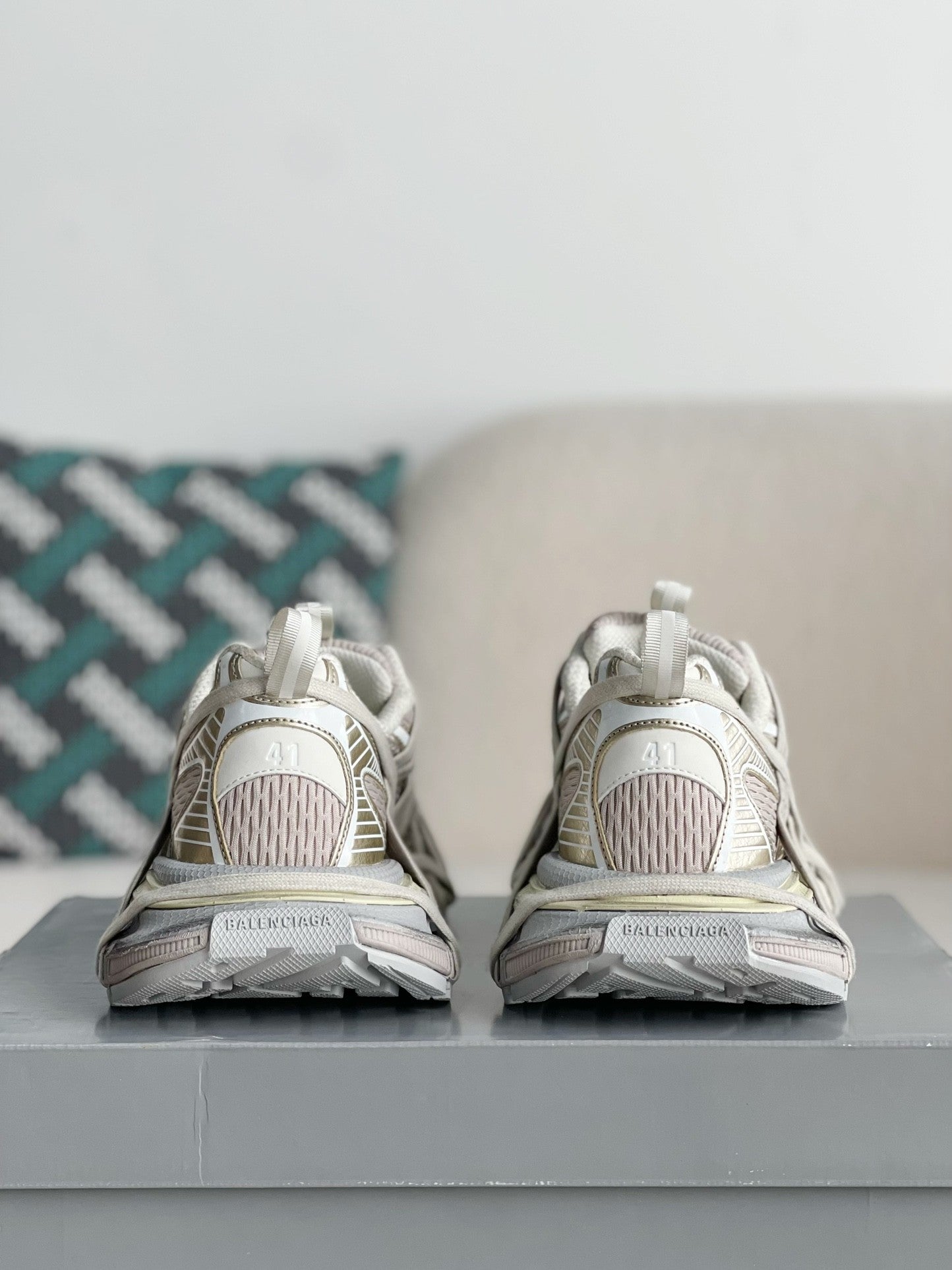 B*lenciaga 3XL light beige mesh and polyurethane